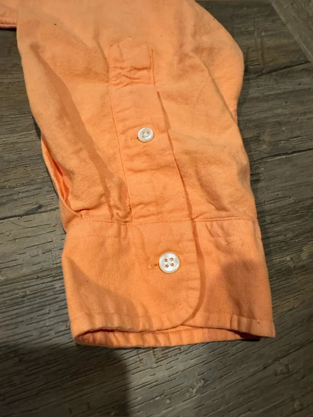 Polo Ralph Lauren Classic Orange Button Down Shirt Green Pony Sz Lg EUC